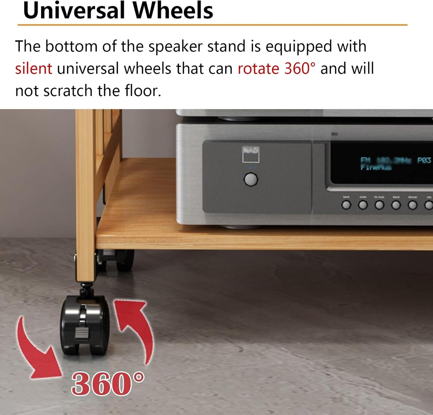 XingLi 62.2Inch/158cm Tall Movable Media Stand Audio/Video Rack CD Player Stand Stereo Component Storage Cabinet with Height Adjustable Wooden Shelf for Home/Office/Theater(W- 50cm/19.7in)