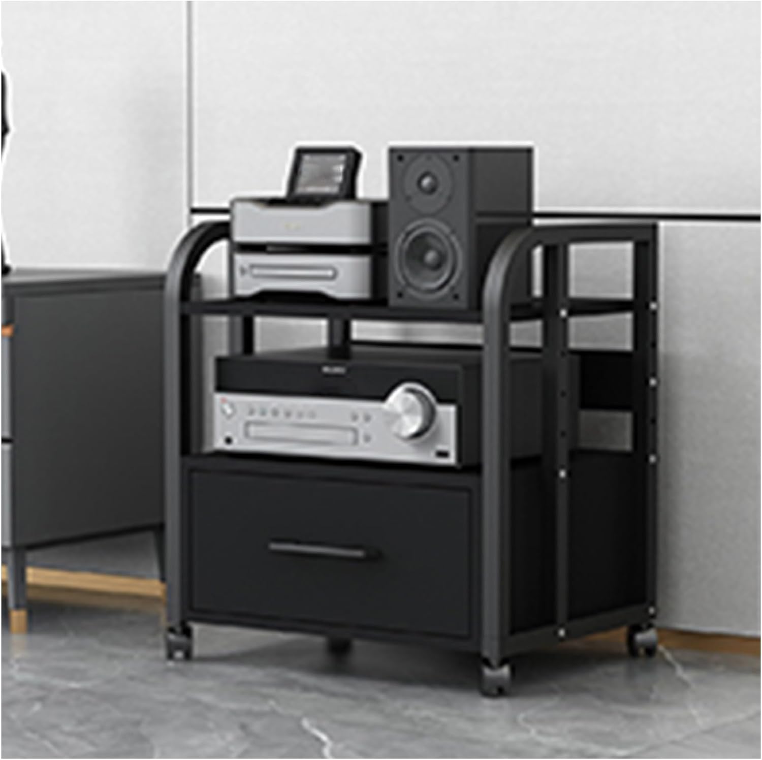 LXLZYXSF 4 3 2 Tier Mobile Stereo Components Rack AV Media Stand