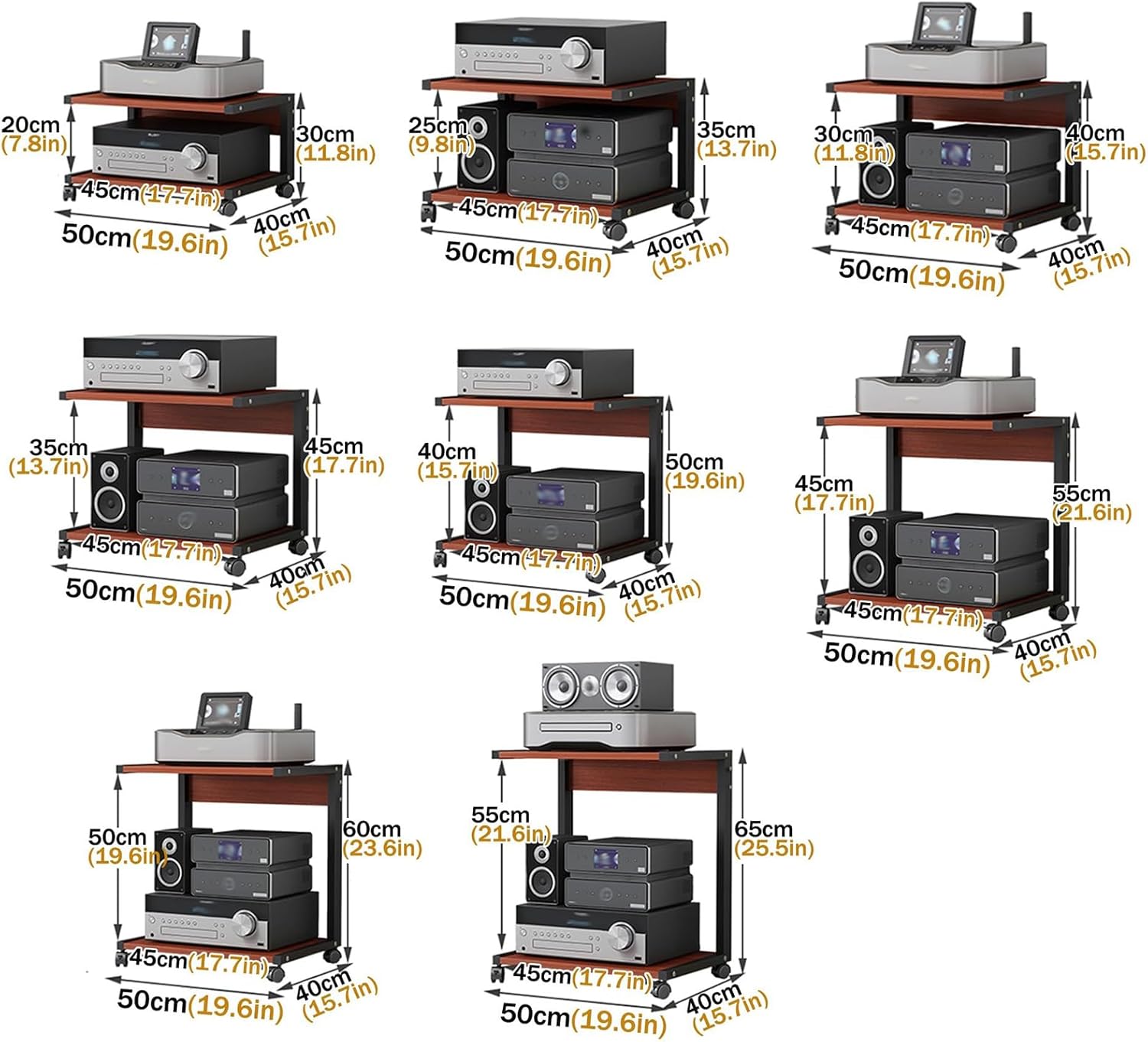 2-Tier Audio Video Stand with Wheels