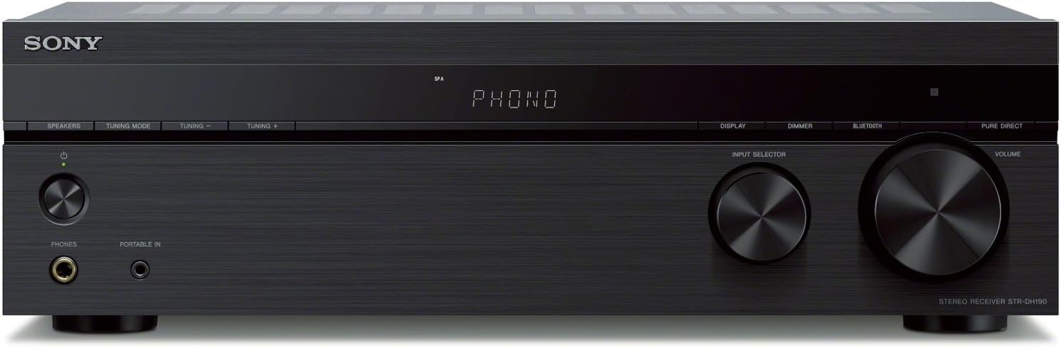 Sony STRDH190 2-ch Stereo Receiver with Phono Inputs & Bluetooth SSCS5 3-Way 3-Driver Bookshelf Speaker System (Black)