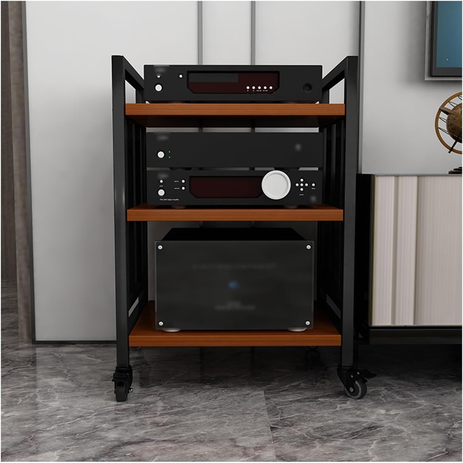 YLQFGUVWK 3-Tier AV Media Stand Corner Shelf/Video Component Cabinet