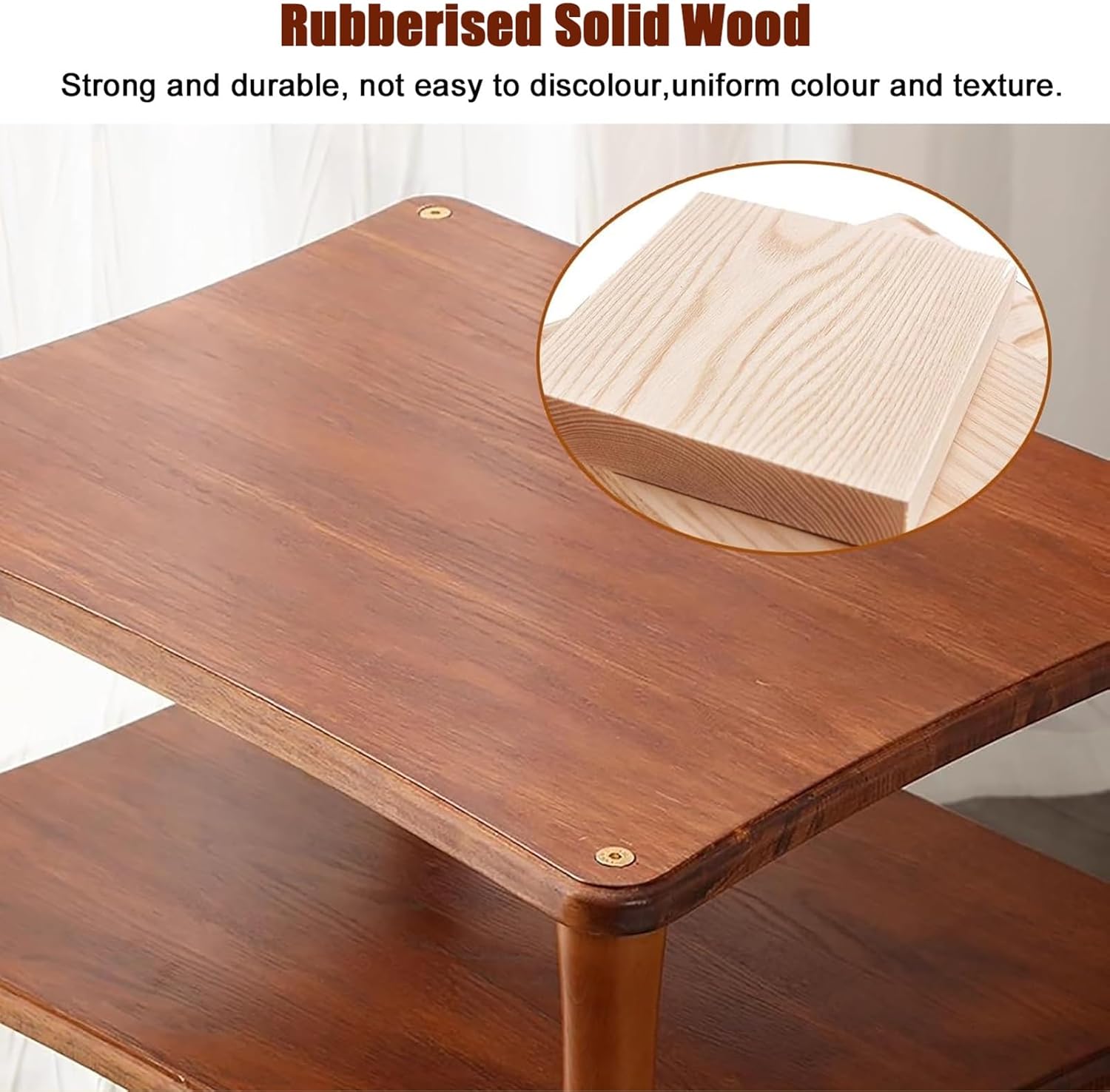 HOFSSI 3 -Tier AV Component Media Stand Audio/Video Component Cabinet Open Multi-Function Storage Shelves with Wooden Shelf for TV