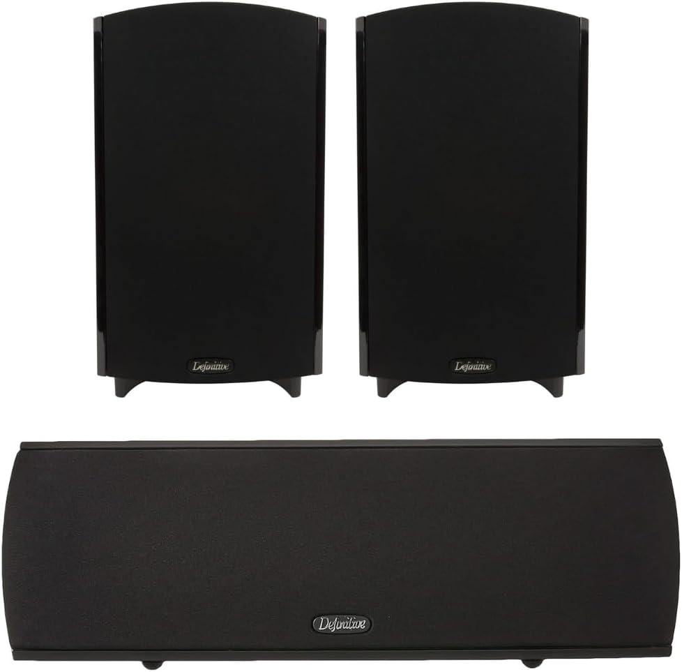 Pair of Definitive Technology ProMonitor 1000-2-Way Satellite or Bookshelf Speaker for Home Theater System + Definitive Technology Procenter 1000 Compact Center Speaker (Black) Bundle