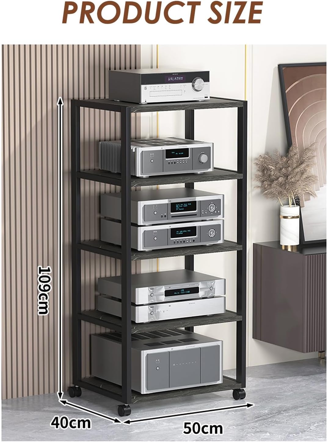 YLQFGUVWK 5 Layer Removable AV Media Stand CD Player Stand Stereo Component Storage Cabinet Media Storage Cabinet for Home/Office/Theater(Black)