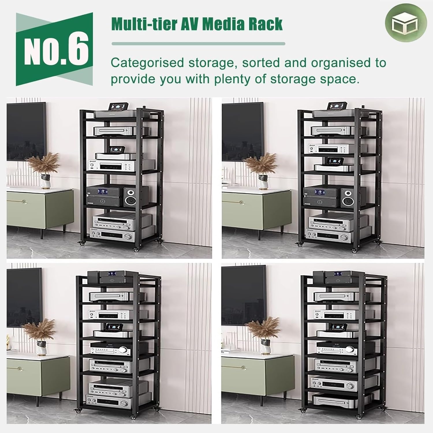 6/7/8 Tier Av Media Stand - DVD Audio Rack Cabinet