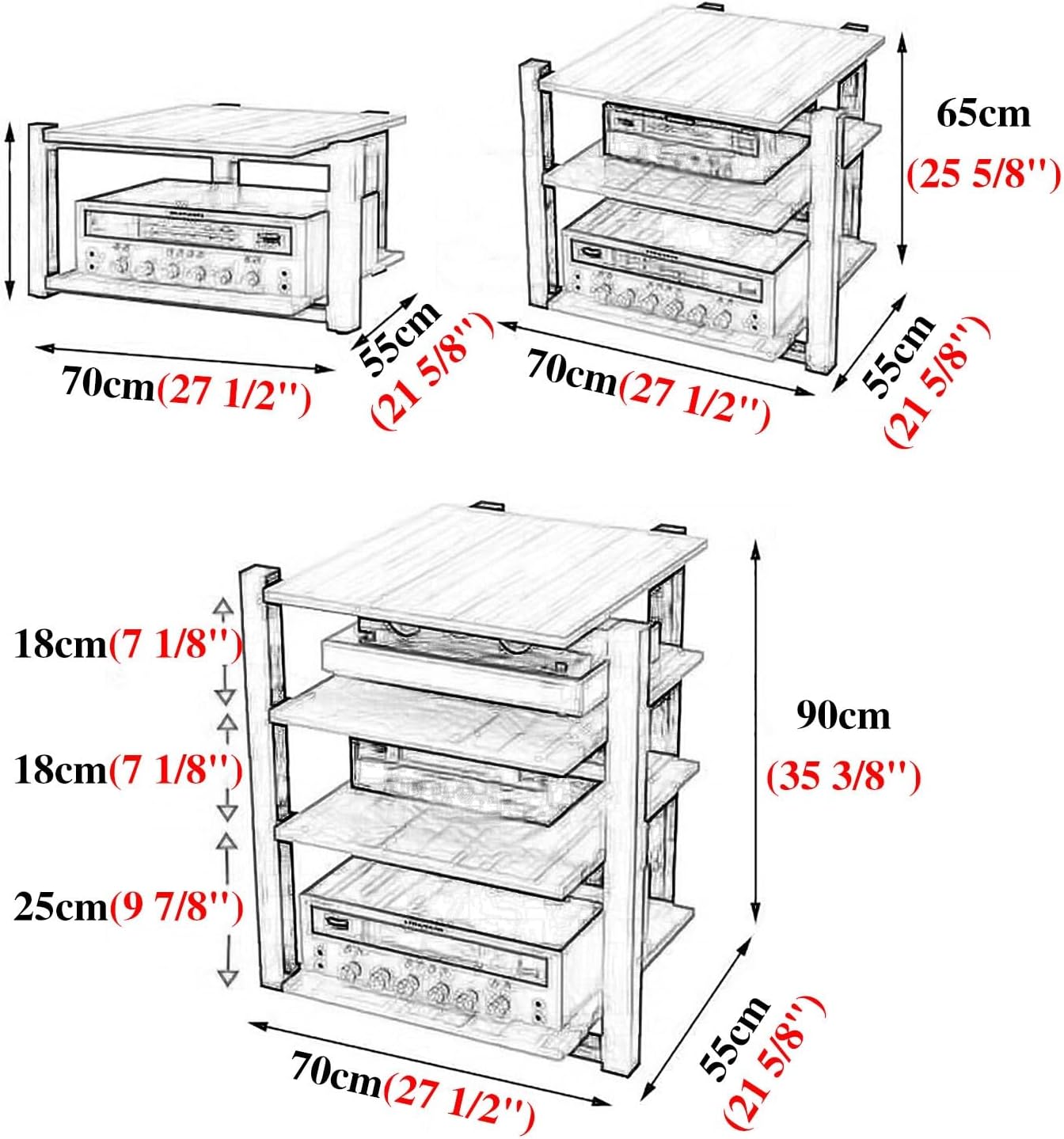 Elitix Home Audio Shelf System with Storage Shelves