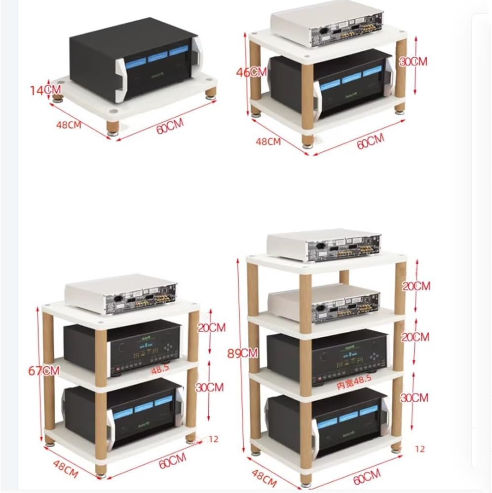 NILZA Wood Media Storage Shelf 2/3/4 Tier Corner Rack AV Media Player Stand Shelves Audio Video Media Stand Cabinet Modern AV Cabinet for Entertainment Stereo Component(Black