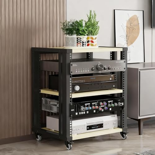 Adjustable 2/3/4/5-Tier Media Stand with Wheels - Modern Audio Rack for Home Theater & Recording - Versatile Stereo Shelving Unit (Double Layer)