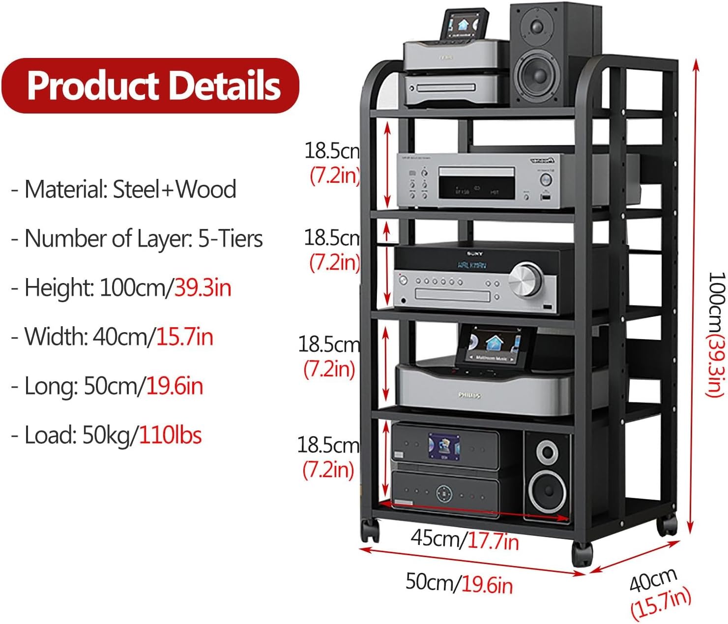 YLLFFLL Media Storage Cabinet with Height Adjustable