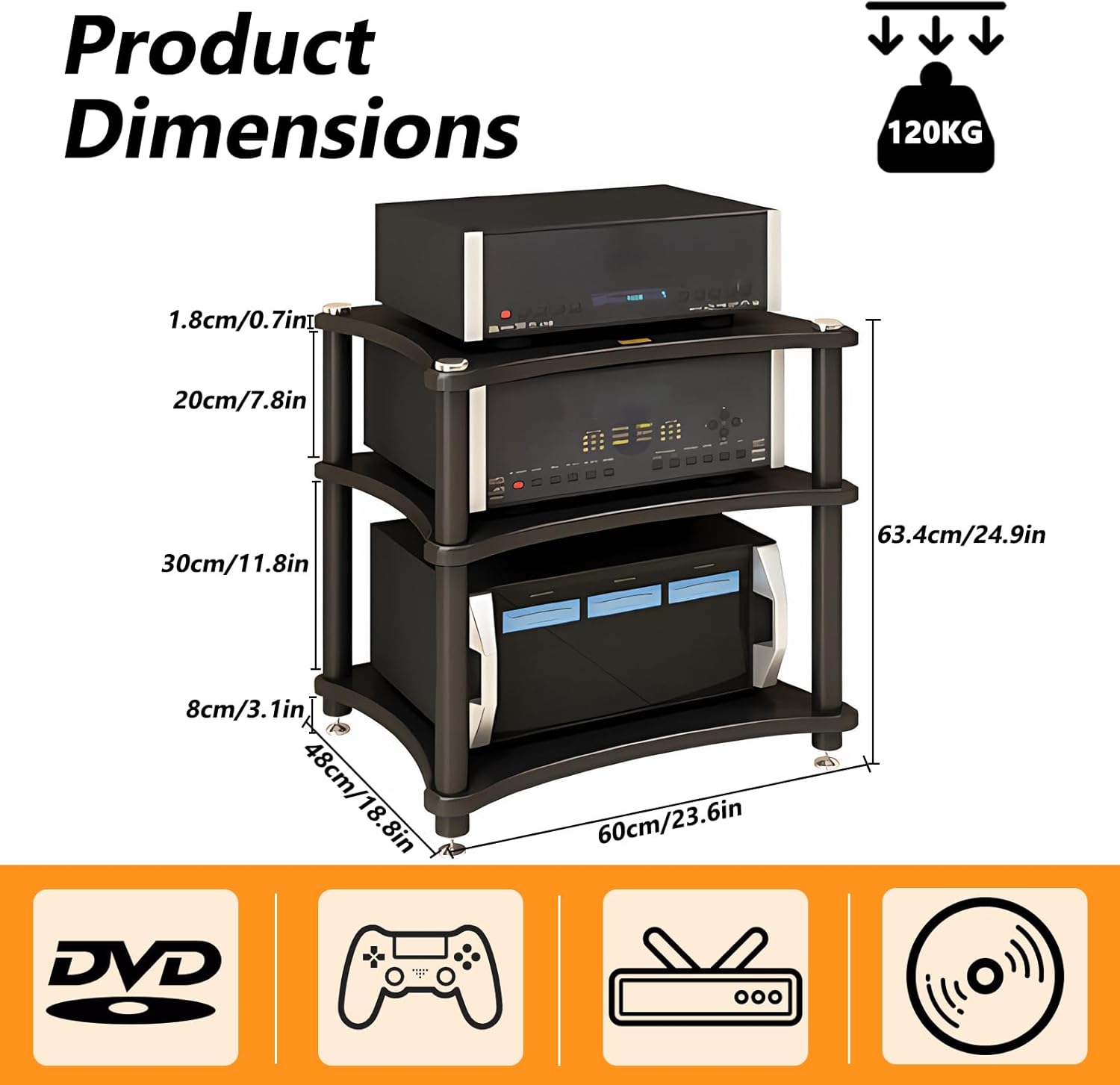 RAJYQODIS Heavy Duty Audio Component Rack