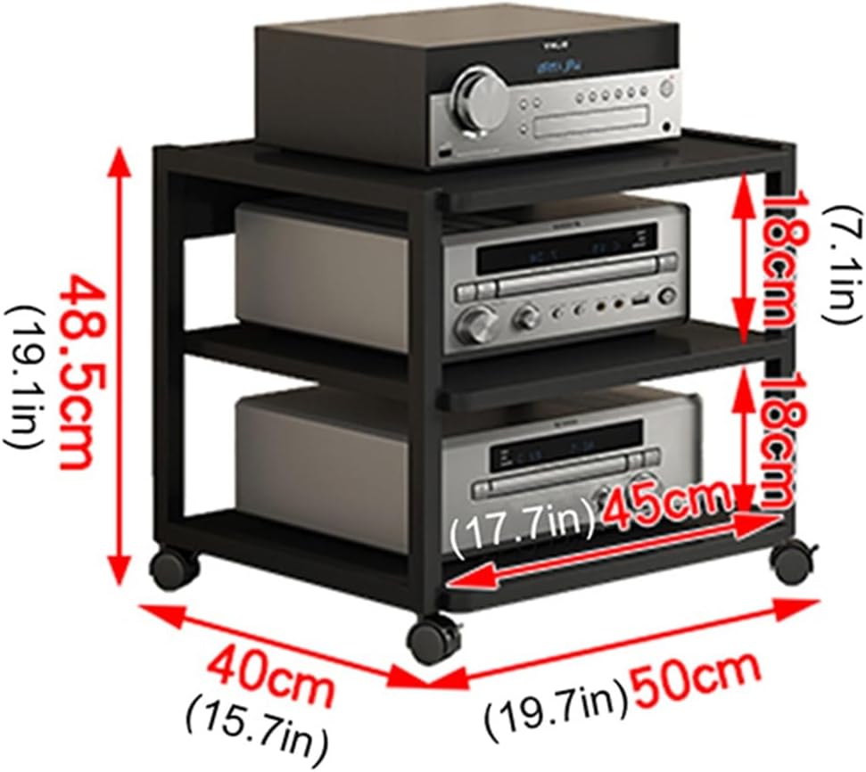 KOMFGT Modern Av Media Console Stand 3/4/5-Tier Stereo Cabinet Corner Entertainment Center with Wooden Shelves Cd Rack for Audio & Video Components