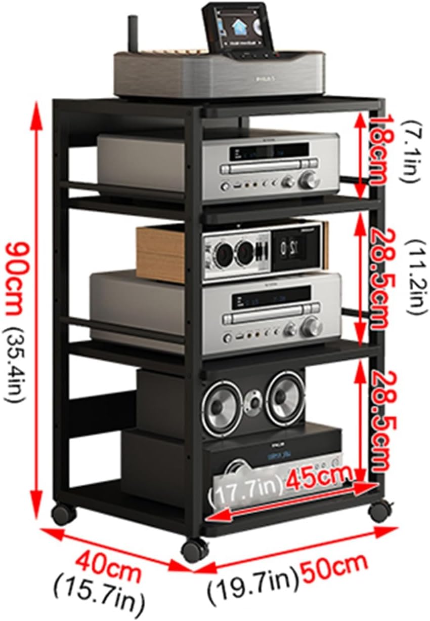 QUANGJN 3/4/5-Tier Media Stand Corner Shelf Stereo Components Storage Cabinet