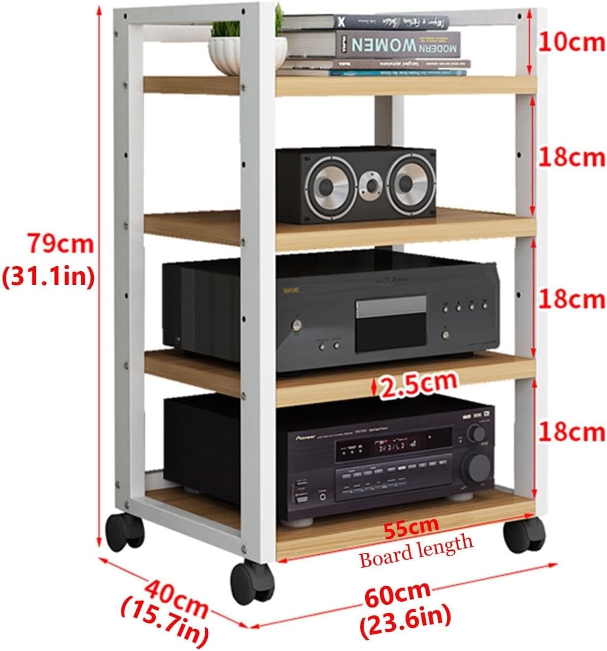4-Tier Media Storage Cabinet