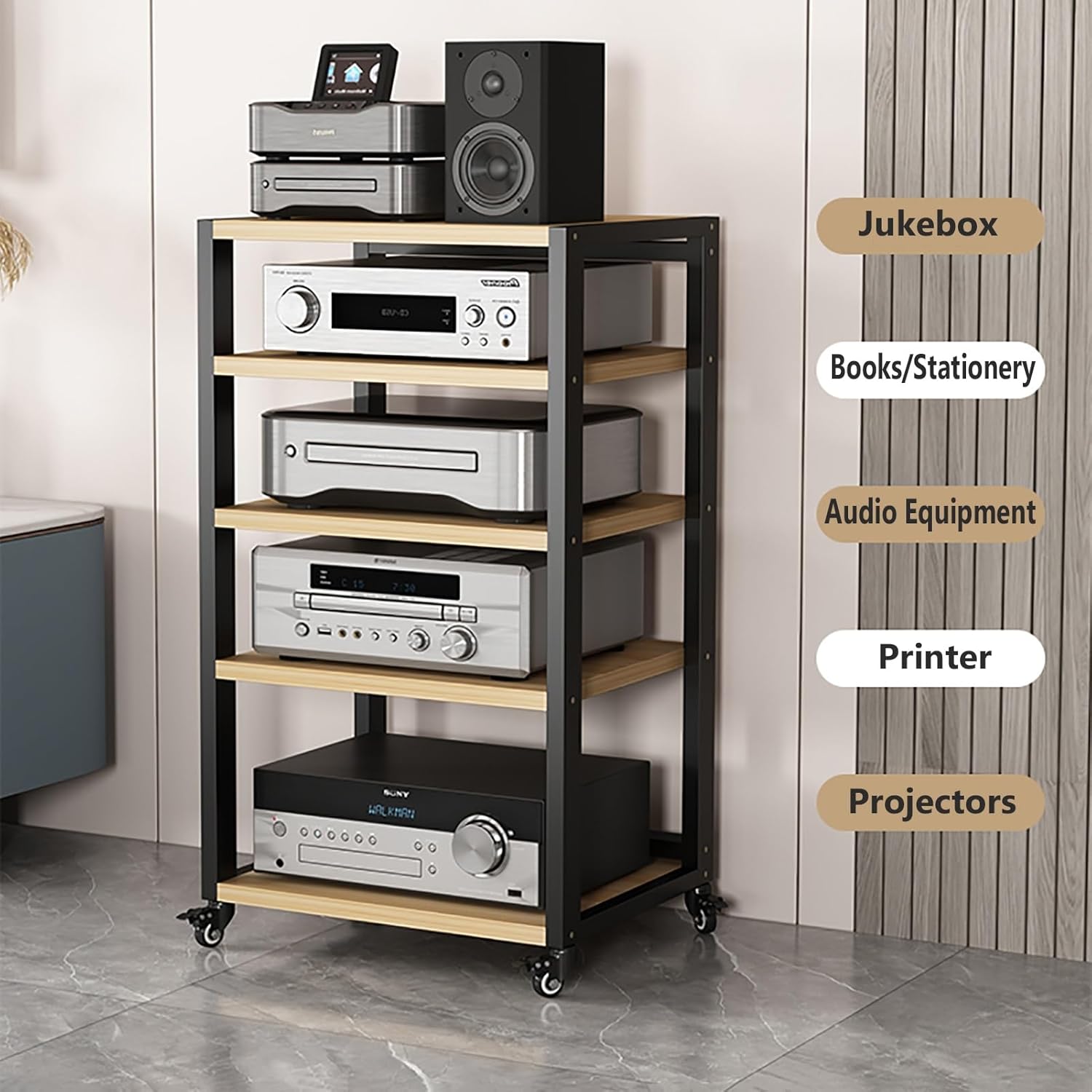 XingLi Movable 5-Tier Audio Shelf