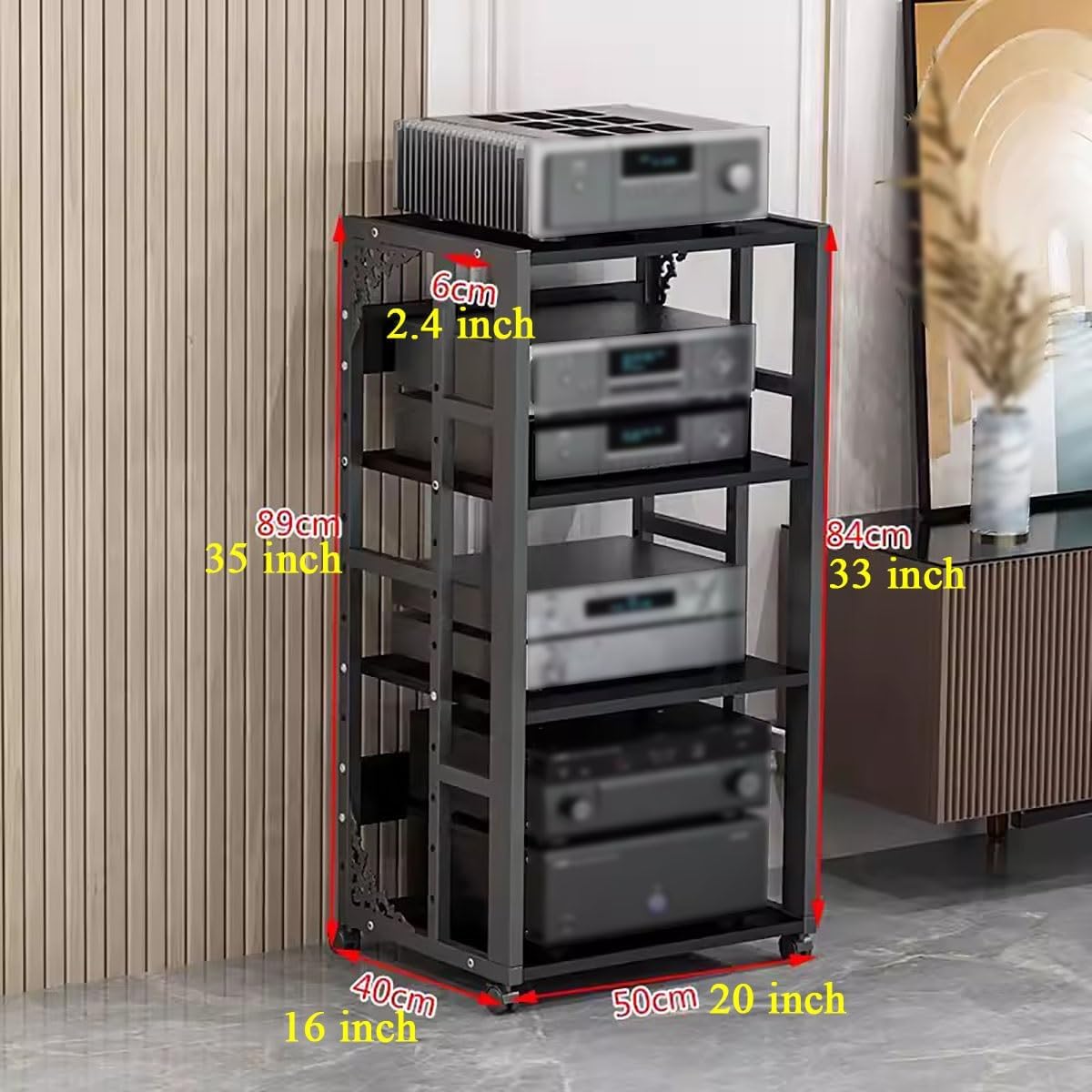 WUHUQN Media Stand 4 Tier Audio-Video Media Stand for Entertainment Stereo