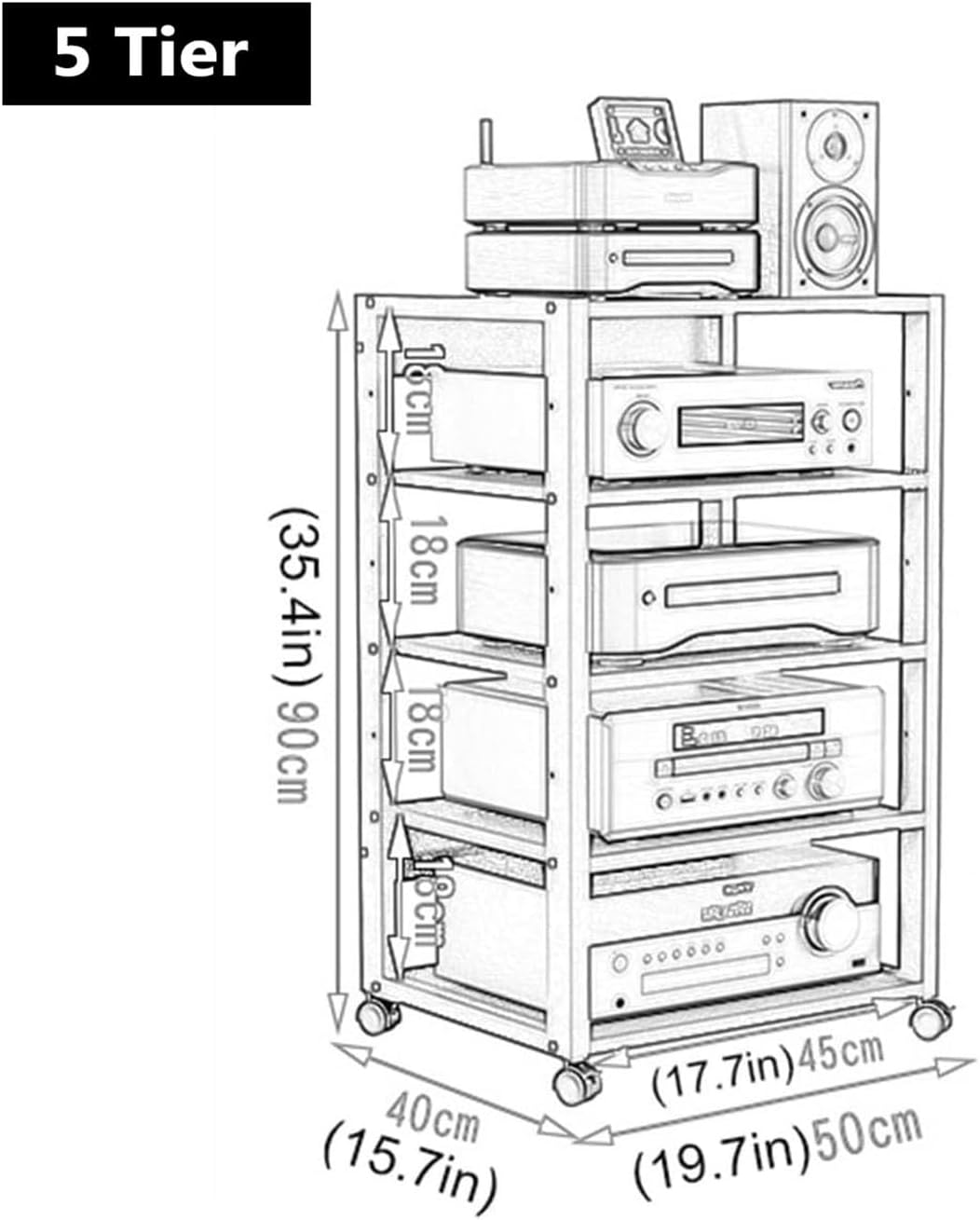HOFSSI 3-5 Tier Media Stand Audio/Video Component Cabinet for Store Cable Boxes