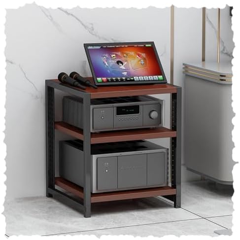 UYCVT Adjustable HiFi Media Storage Cabinet - 4/5/6 Tier Wooden Av Stand Stereo Rack for Audio/Video Components Corner Media Center - Black 100Cm-Brown-40cm-15.7in