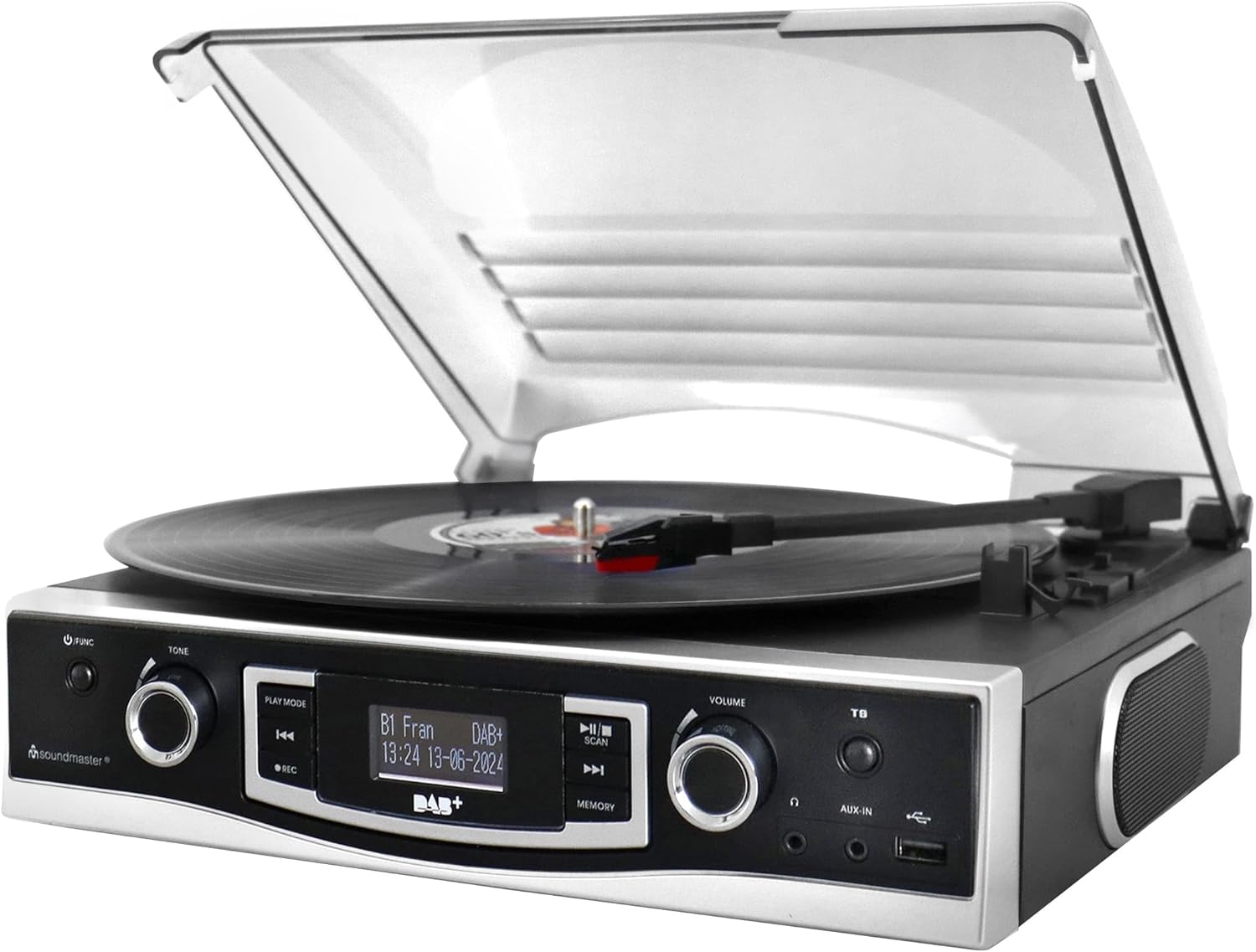 Soundmaster PL590SW Turntable DAB+ Radio USB MP3 Built-in Speaker Headphone Jack Encoding