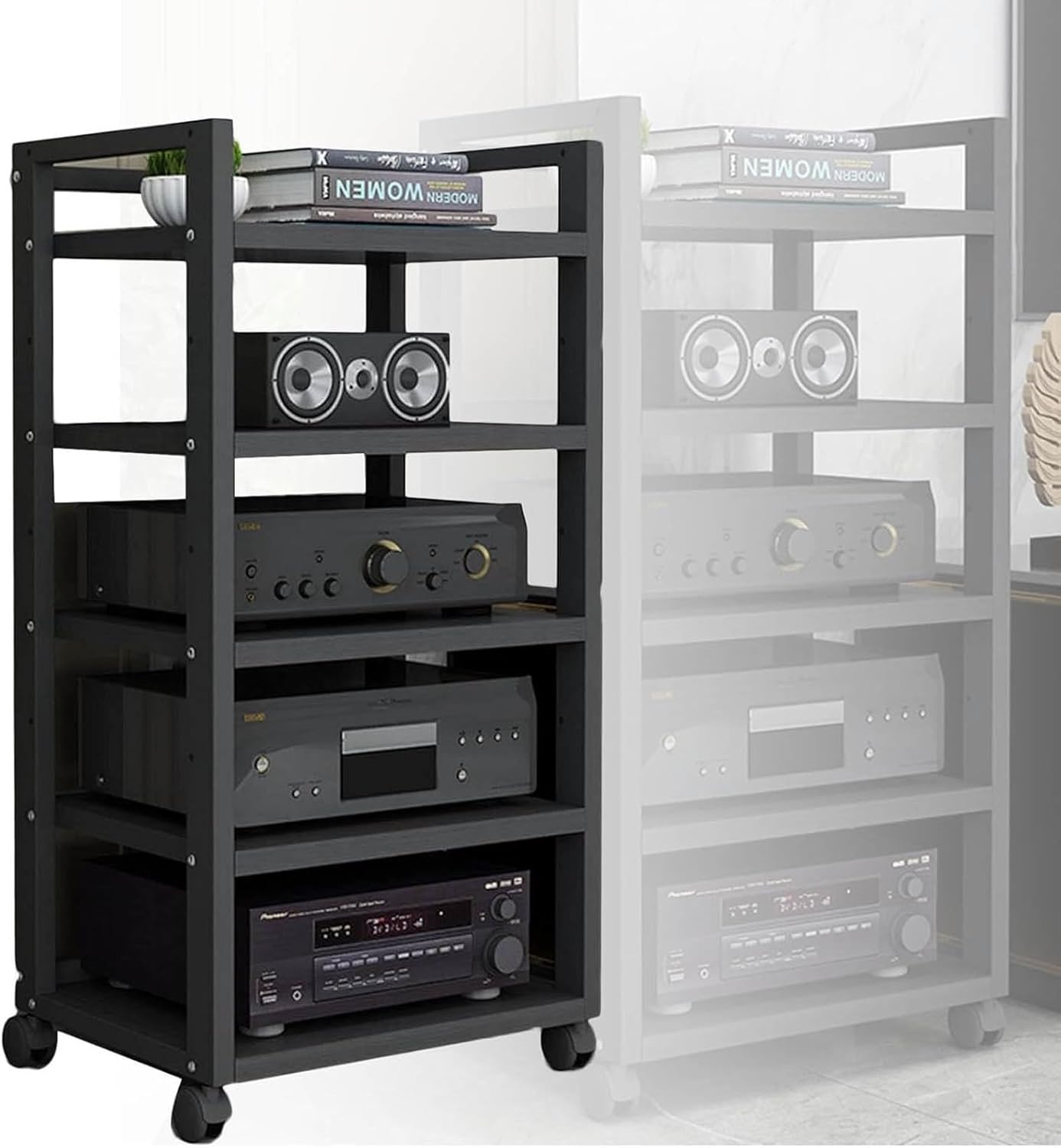 DONGYUE AV Media Cabinet Stand Component Cabinet Entertainment Stereo Component Storage Rack