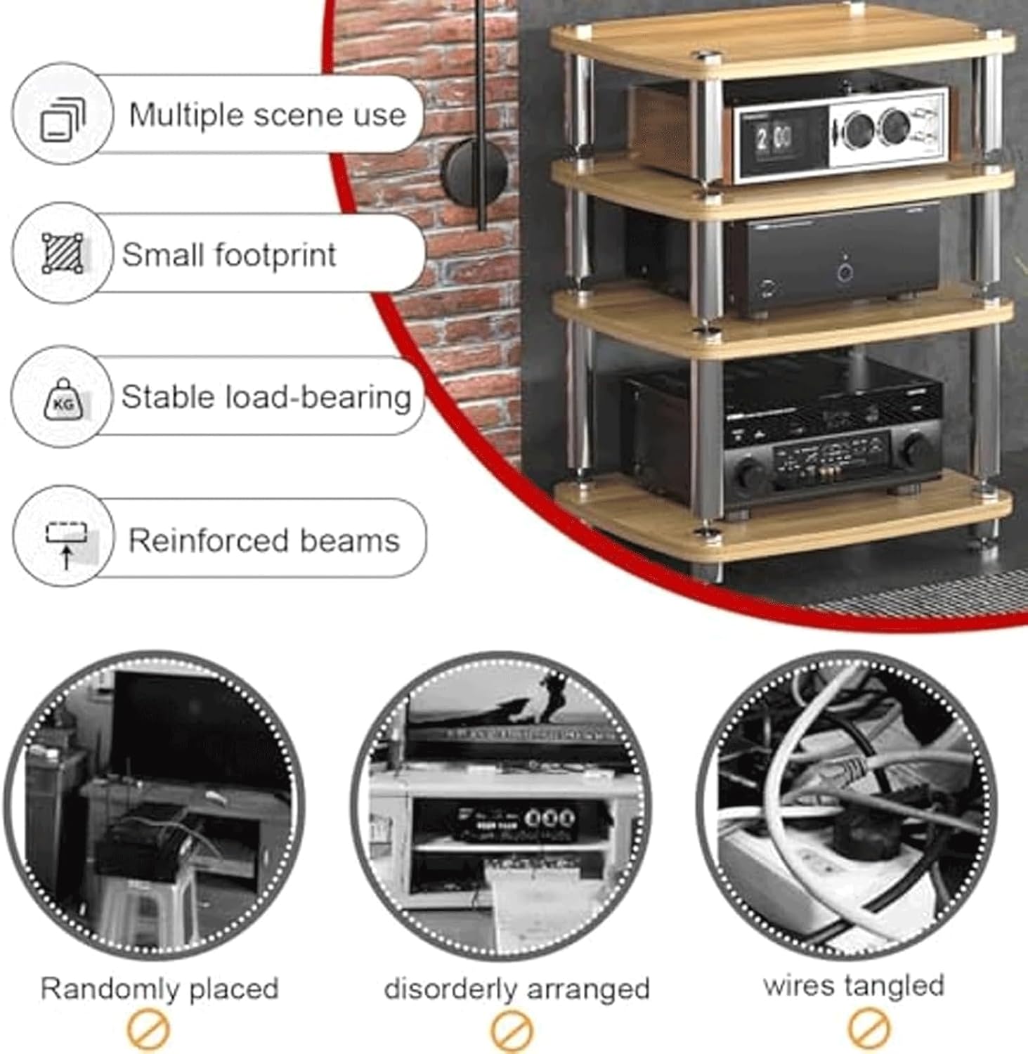 PZEOB Audio Rack Tower CD Player Stand Audio Component Rack