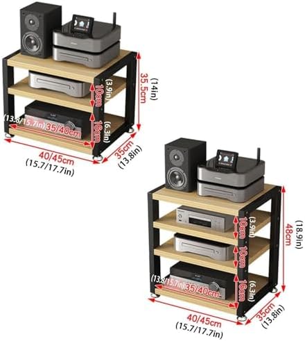 Teak 4-Tier Desktop Stereo Cabinet - Audio Rack & Media Storage for Amplifiers