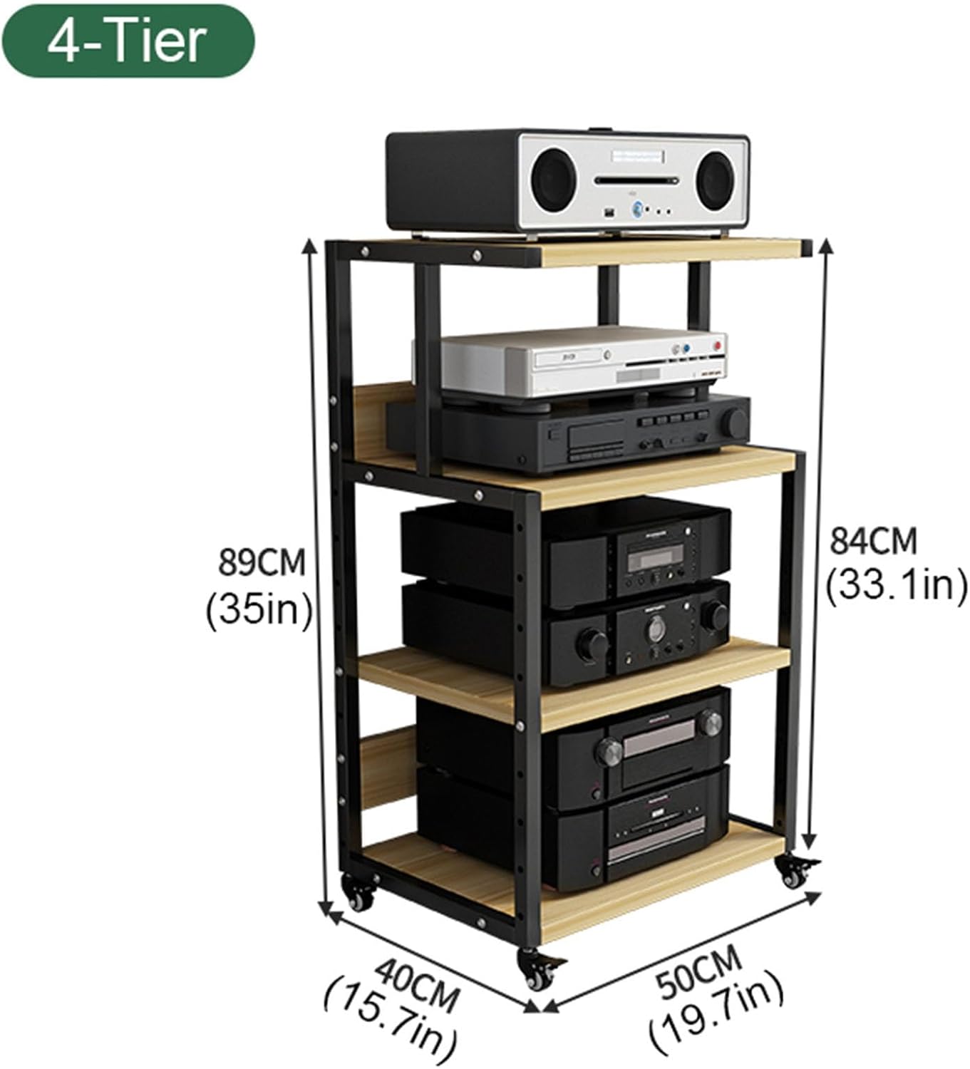WUHUQN 4-Tier AV Media Stand with Pulleys