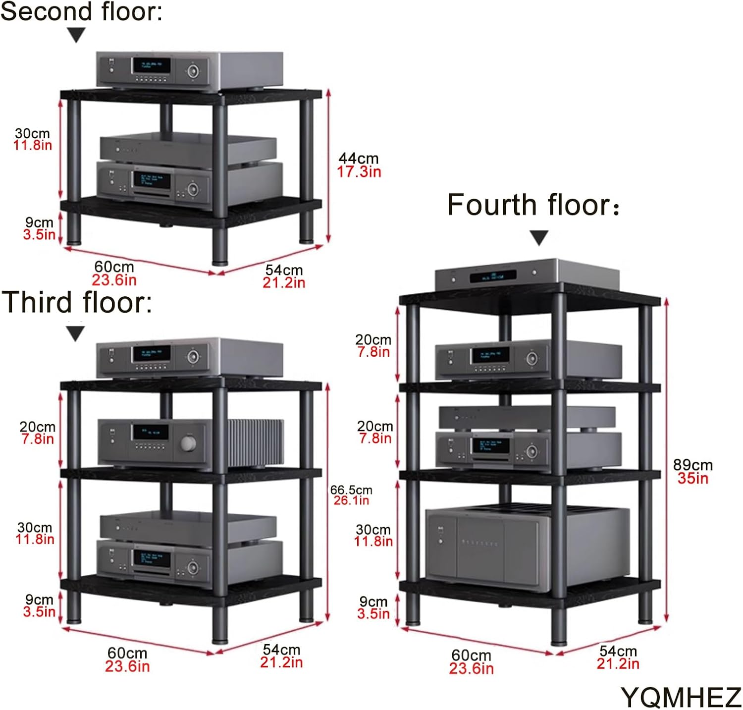 Black 3-Tier Wooden TV Stand