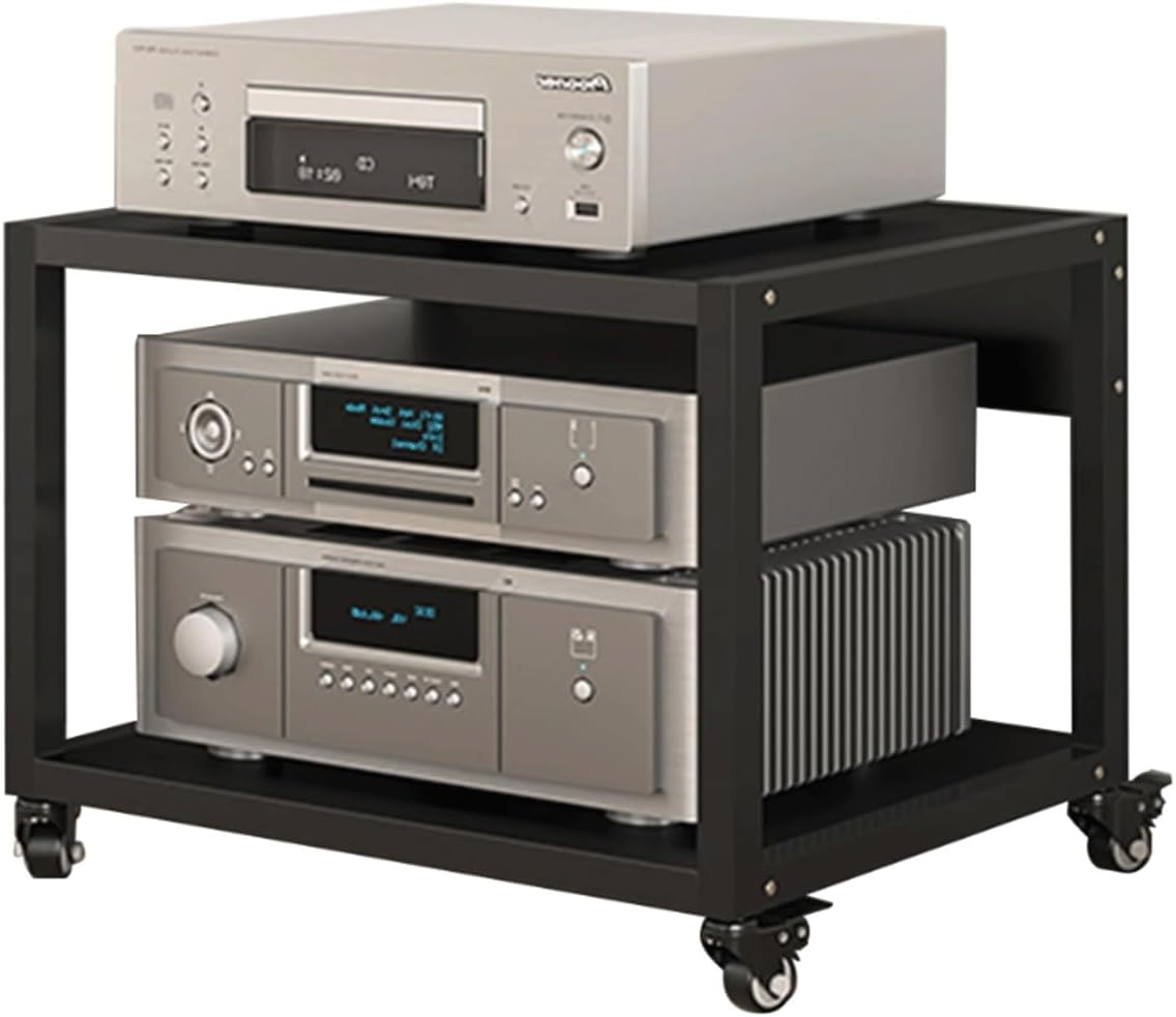 XMFBSY Medios 2/3/4/5 Tier Audio Video Media Stand with Wheels Heavy Duty Metal Audio Rack Tower with Adjustable Shelves Modern Stereo Cabinet for Home Office Organizer(40cm)