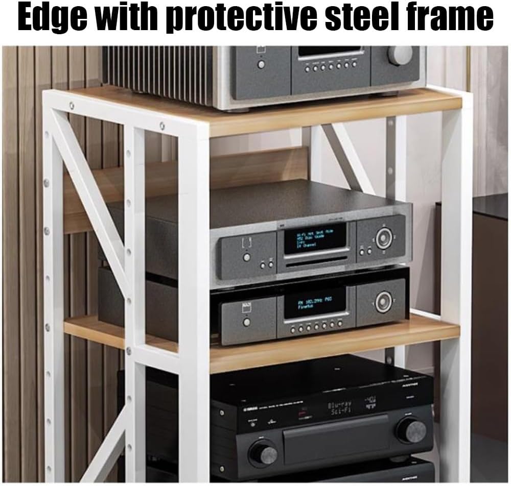 KGPGNYMYHA AV Media Stand With Wheel Movable Stereo Racks 3 4 5 Tier Audio Video Component Cabinet Game Console Shelf For CD DVD Player WiFi Routert(Black