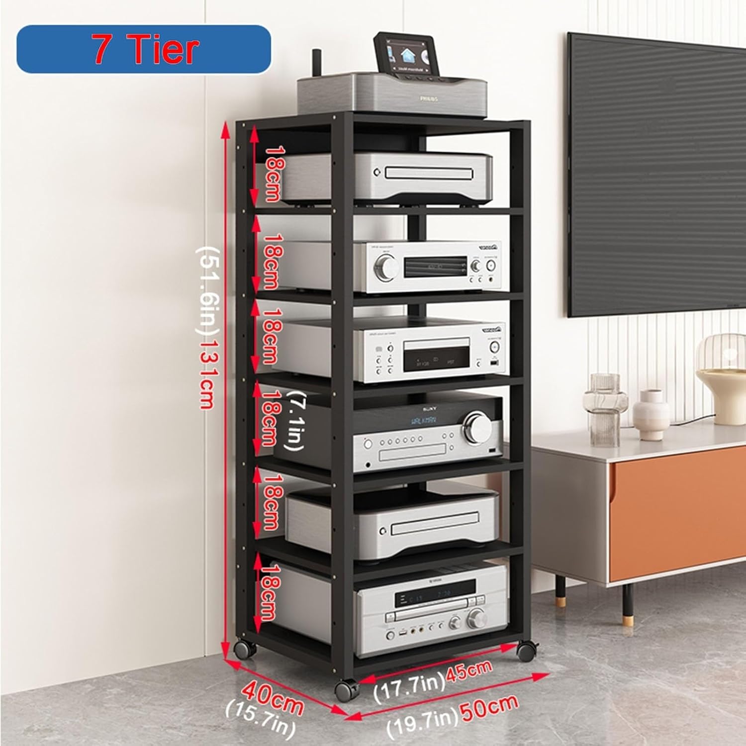 5/6/7-Tier Desktop or Floor-Standing Audio Video Media Stand Entertainment Stereo Components Cabinet Audio Rack