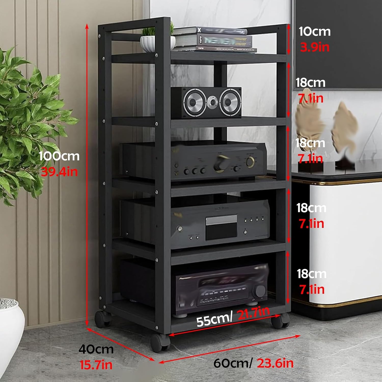 CHZDPP 5-Tiers Large Capacity Stereo Cabinet Furniture with Wheels
