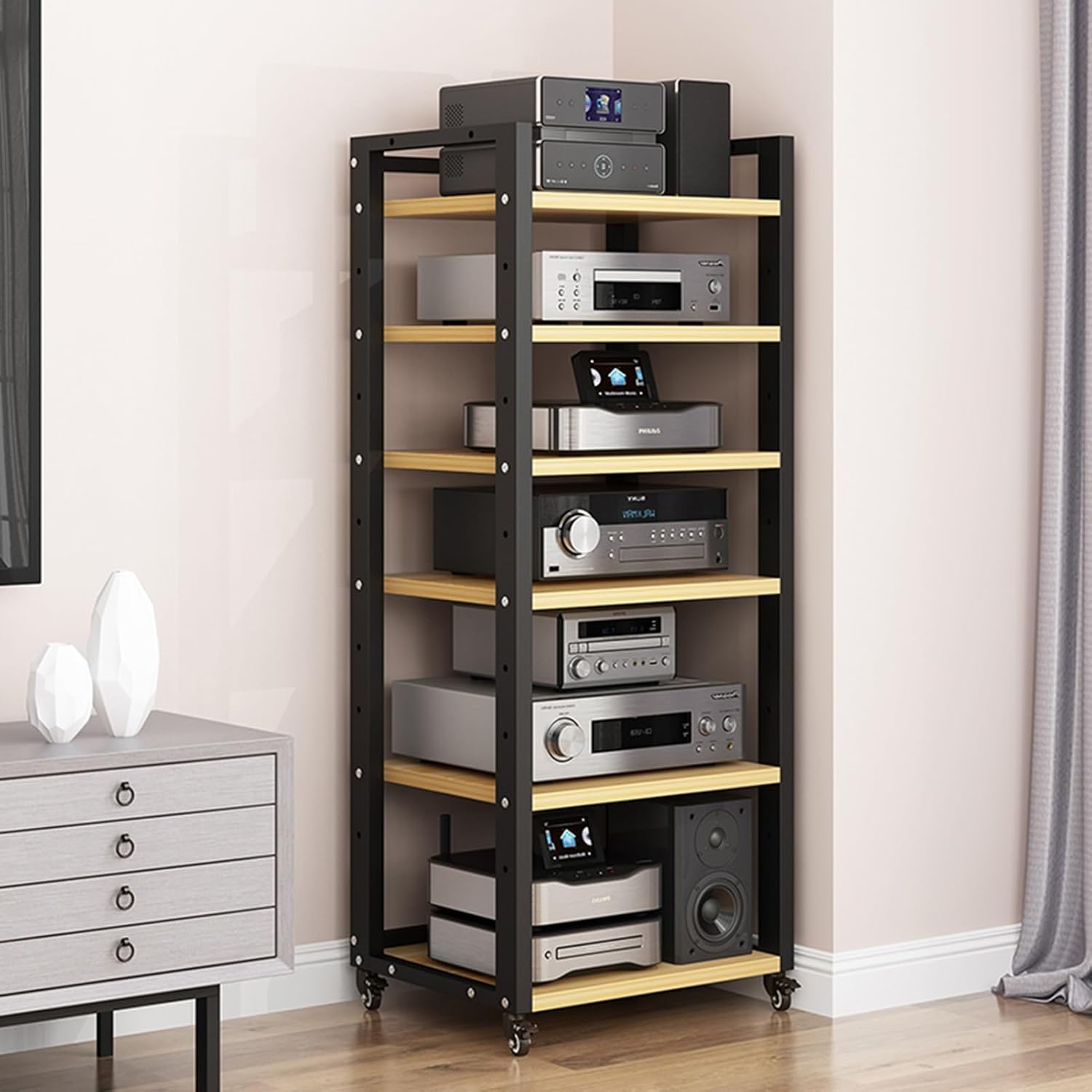 6-Tier Movable AV Media Stand