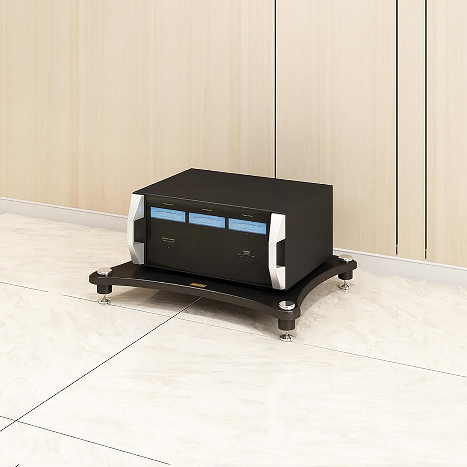 Floor-Standing Gaming Audio Rack - Space-Saving Media Stand with Shelves for Home Theater & Recording - Easy Assembly Black Audio-Video Storage (60x48x10cm)