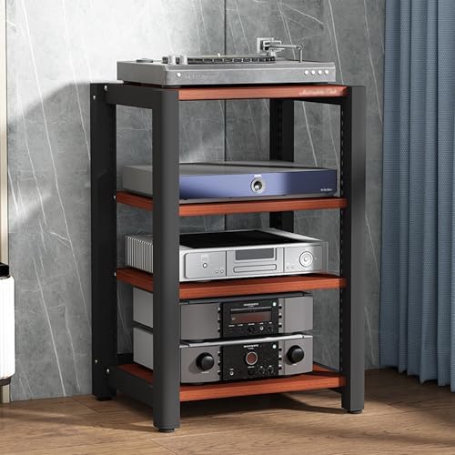 Corner Record Player Stand - TV Media Shelf & Audio Rack for Living Room