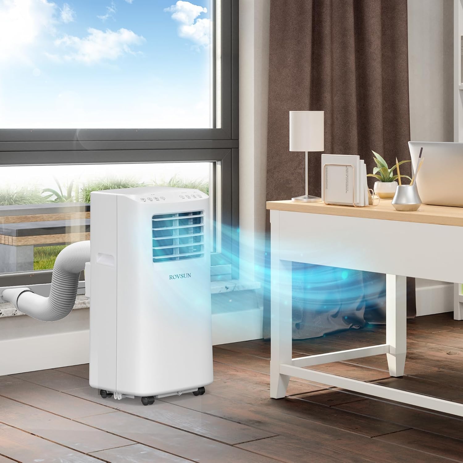 Bonnlo Smart 8,000 BTU Portable Air Conditioner with Remote & APP Function, 3-in-1 Coolor, Dehumidifier, Fan for Rooms up to 300 Sq.Ft., Floor AC Unit with Timer, Rolling Wheels & Installation Kit