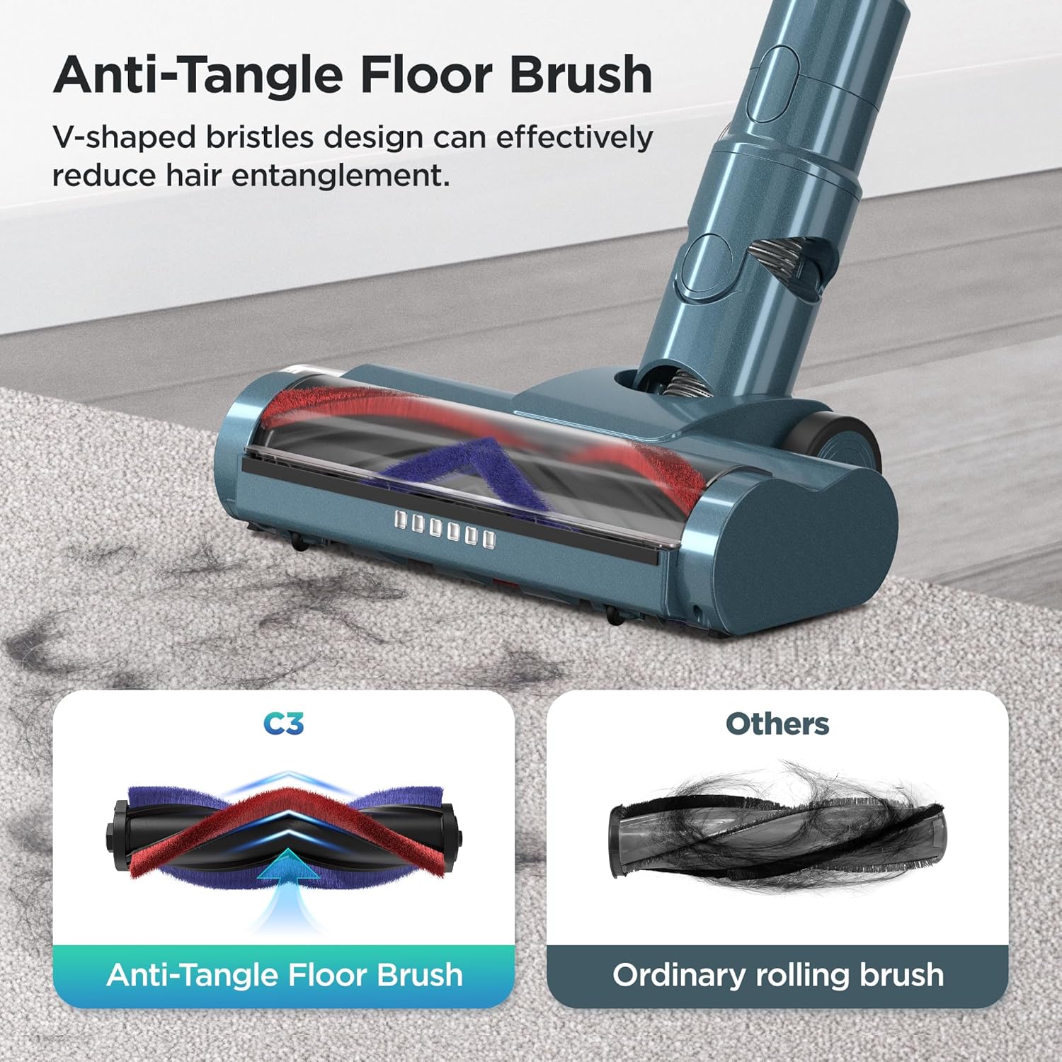Cordless Vacuum Cleaner,33KPA/400W Powerful Stick Vacuum with Auto Suction Mode,Max 50Mins Runtime,LED Display,Rechargeable&Anti-Tangle,Lightweight Vacuum Cleaners for Home/Pet Hair/Carpets/Hard Floor