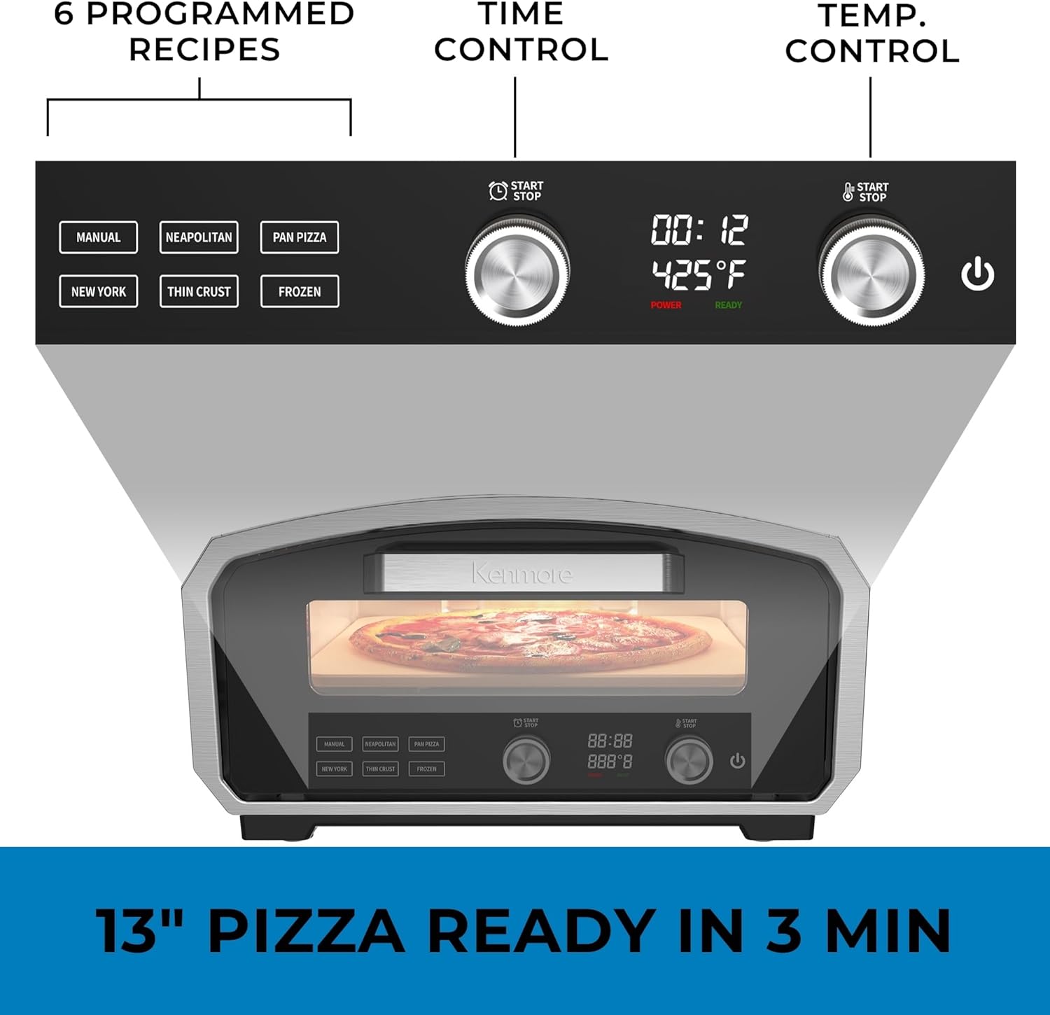 Kenmore indoor/outdoor pizza oven - countertop pellet electric portable ovens, horno para outside restaurant camping to grill solo 13 inch pizzazz