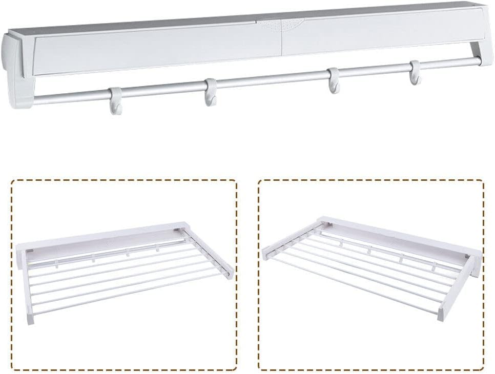Xuthusman Wall-Mount Clothes Storage Drying Rack Retractable Dryer Hanger for Bathroom,Balcony,Closet and Laundry Room White