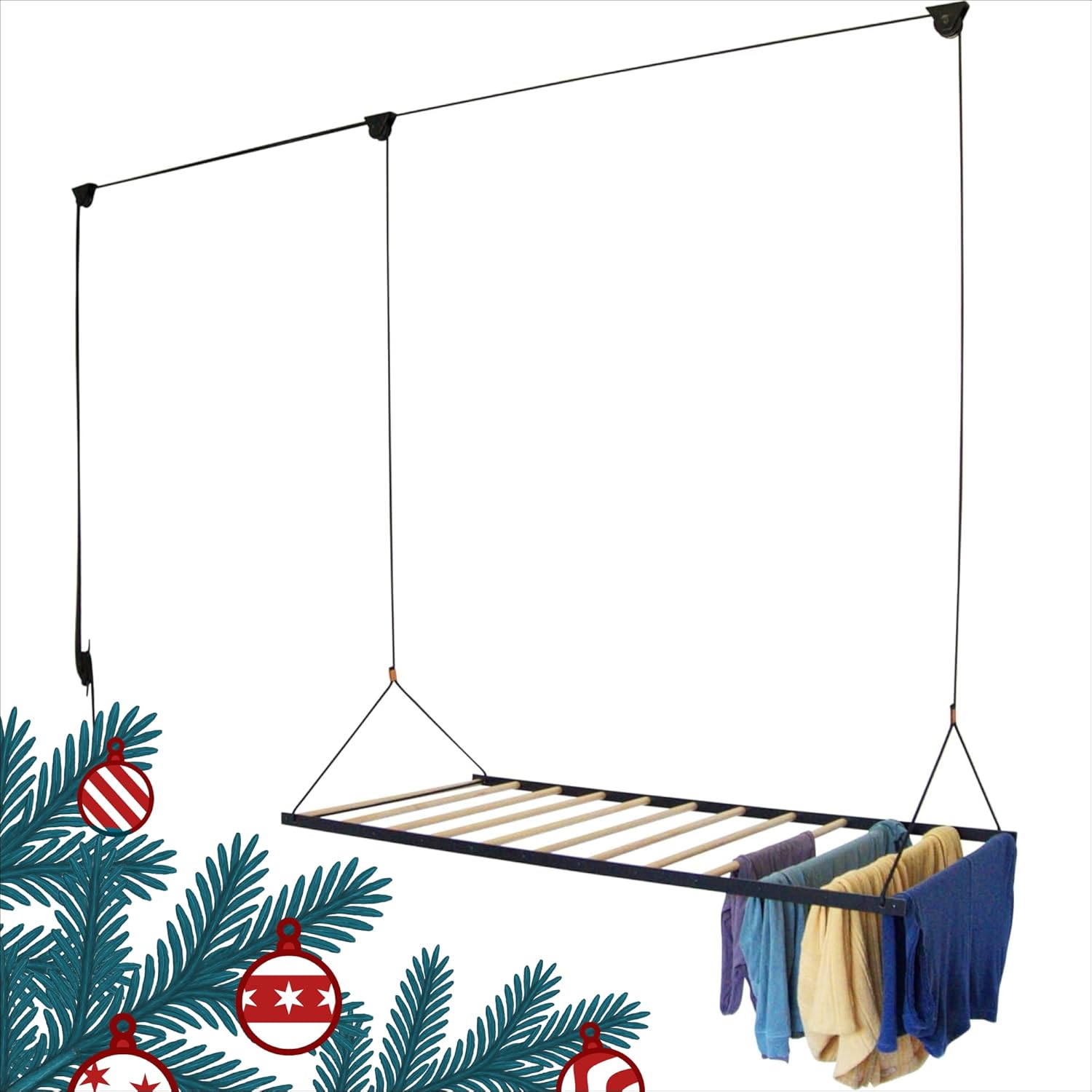 Ceiling Laundry Drying Rack w/Pulley System (48 INCHES)