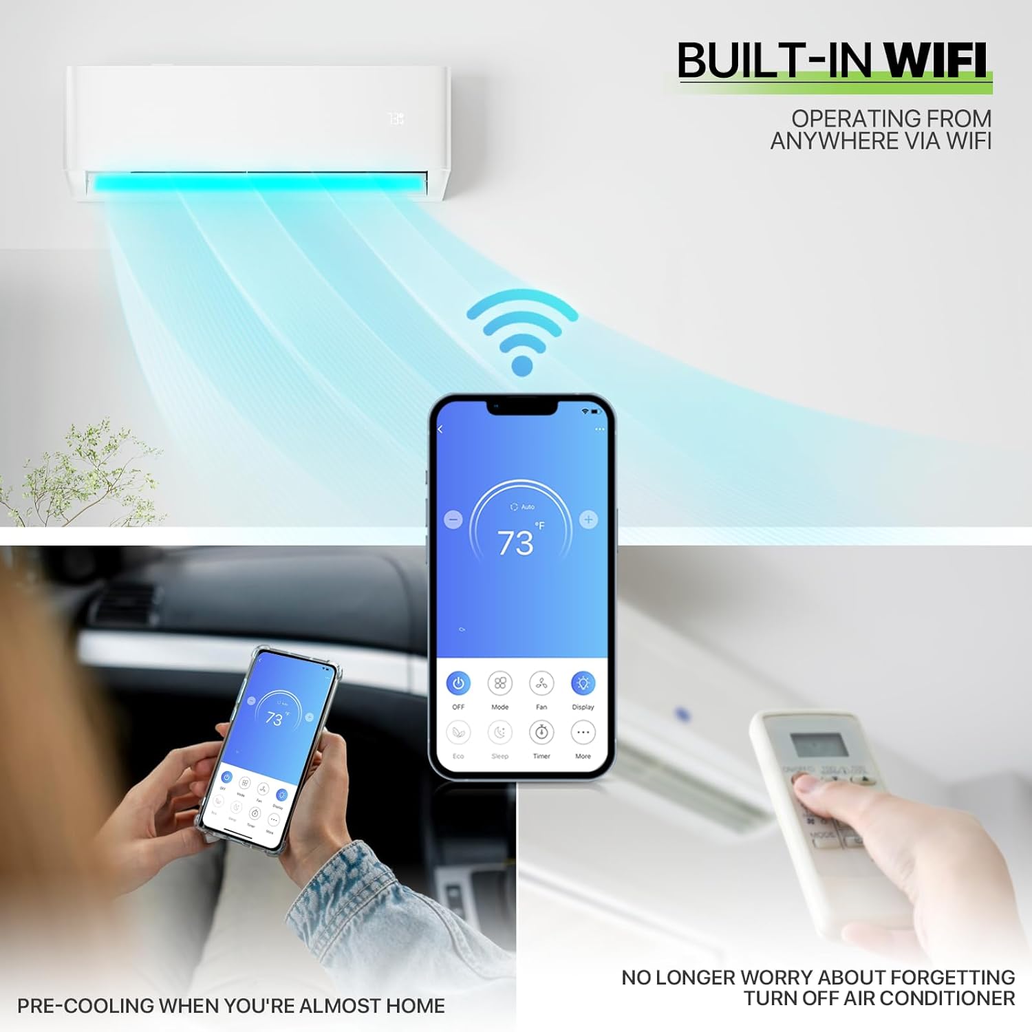 Magshion 12000 BTU Mini Split AC with Heat Pump, 1 Ton Pre-Charged 22 SEER2 Inverter Air Conditioner, 115V, WiFi Enabled & Voice Control, Cools Rooms Up to 550 Sq. Ft