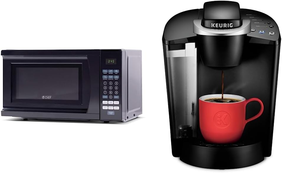 Commercial Chef CHM770B Countertop Microwave, 0.7 Cubic Feet, Black & Keurig K-Classic Coffee Maker K-Cup Pod, Single Serve, Programmable, 6 to 10 oz. Brew Sizes, Black