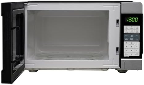 Impecca Countertop Microwave 1000 Watts, 1.1 Cu. Ft - Microwave Oven with LED Light & Child Lock - 6 one-Touch Menus, 10 Power Levels, Perfect for Apartments and Dorms - Easy Clean, Stainless Steel