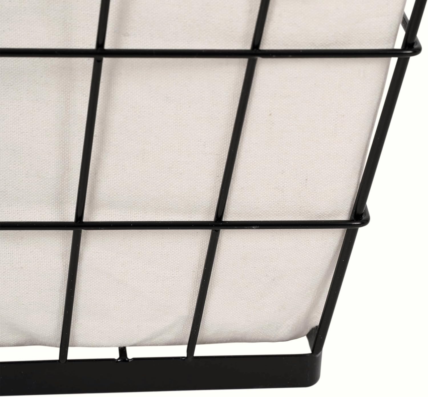 Steel Wire Laundry Hamper with Removable Cotton Blend Liner, Black, Natural, 75L Capacity, 20x15x22.4 Inch, Rectangular