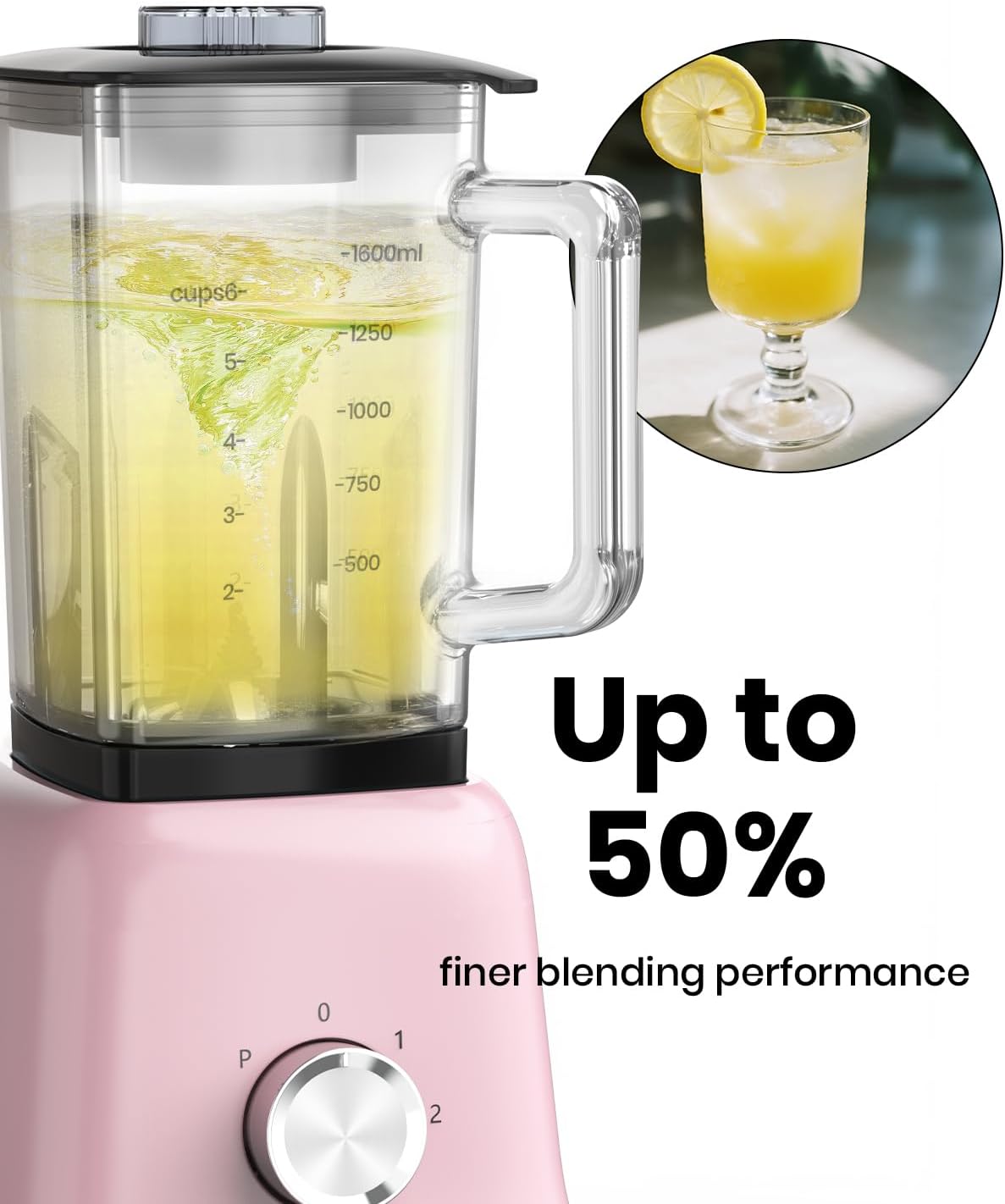 Professional Blender For Smoothies, 58 Oz Glass Jar, Glass Blender Including Puree & Crush Ice Functions, 750 Watts, Macaroon Pink, B02