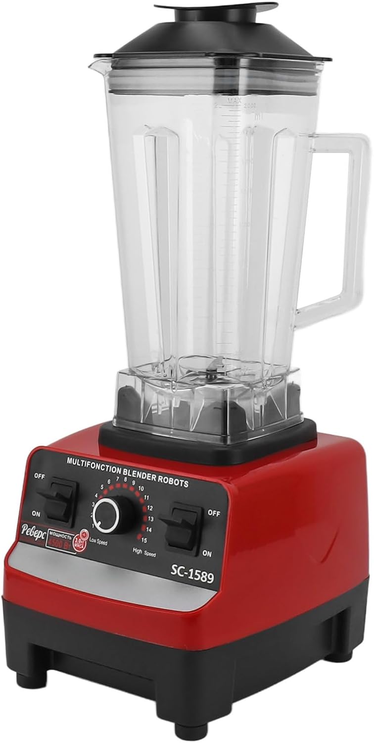Countertop Blender, 4500W Professional Blender with 6 Stainless Steel Blades Powerful Commercial Blender for Meat Ice Fruit (US Plug 110V)