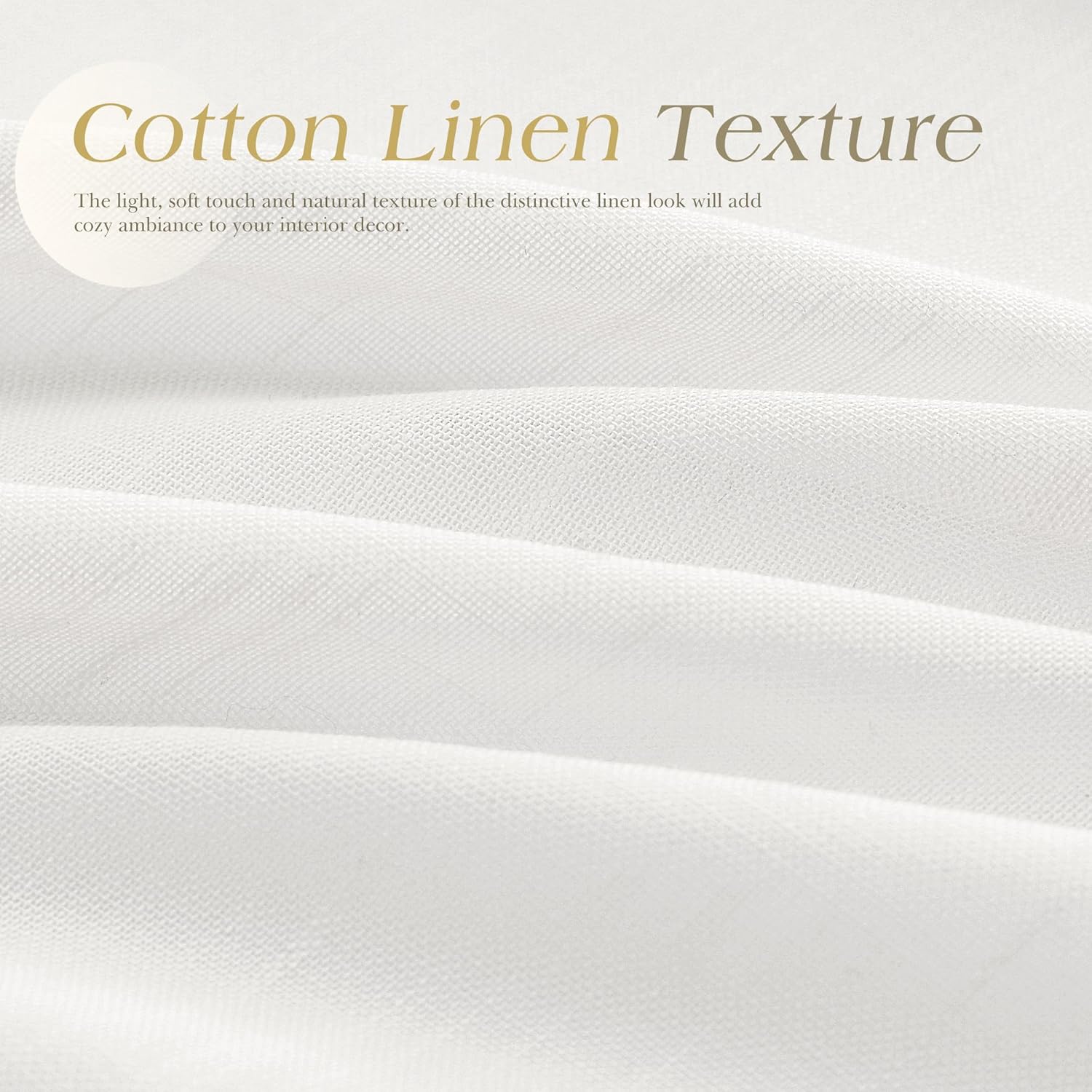 Ivory Linen Curtains 84 inches Long 2 Panel Set Grommet Elegant Semi Sheer Light Filtering Drapes Neutral Boho Off White Linen Blend Privacy Window Curtains for Living Room Bedroom 52X84