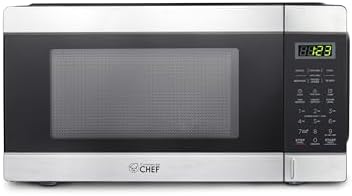 Commercial CHEF Countertop Microwave, 1.1 Cubic Feet, Black With Stainless Steel Trim