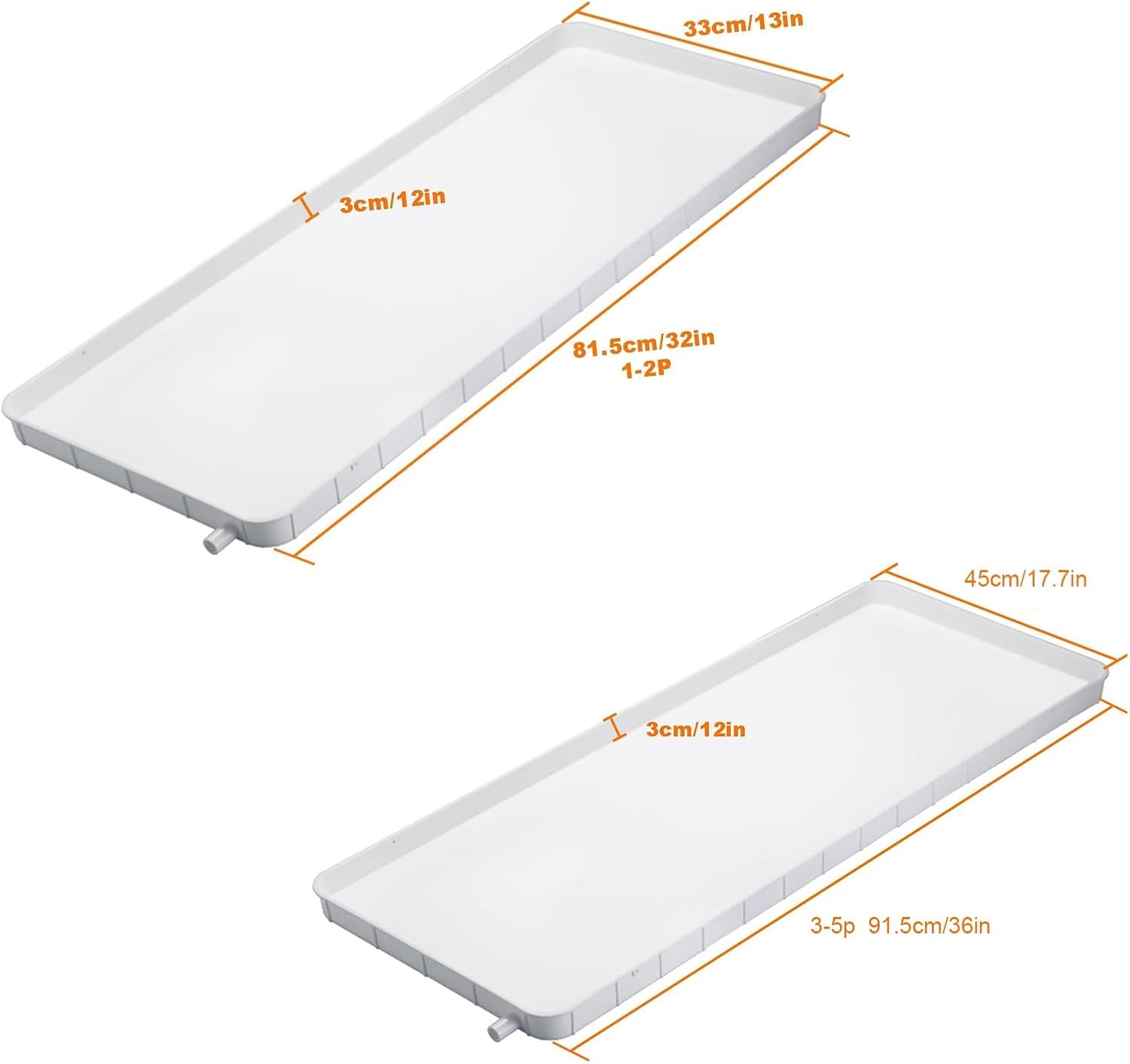 Plastic Drain Pan, Air Conditioner Condensate Drip Pan with 200cm/78.8in Drain Hose, Suitable for Indoor/Outdoor Split Air Conditioners(91.5 * 45 * 3cm/45 * 17.7 * 1.2in)