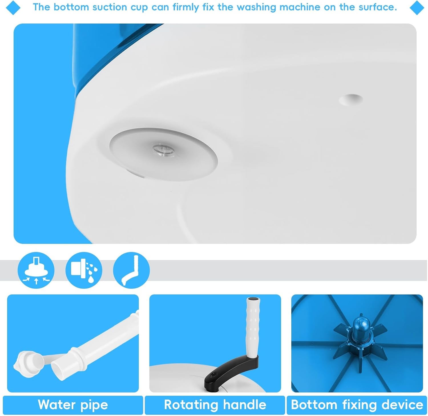 Portable Washer Dryer Combo, 2-in-1 Portable Washer and Dryer, Non-Electric Washers Manual Traveling Outdoor Washing Machine Grey Mini Compact Washers Spin Dryer for RV Travel Sky Blue