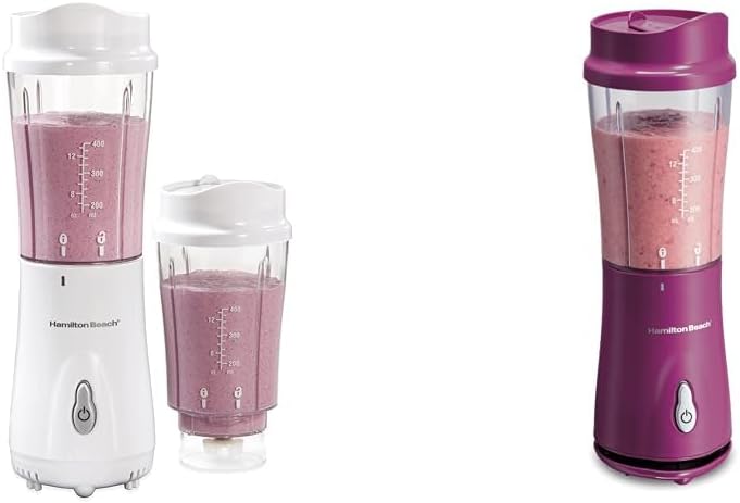 Hamilton Beach Portable Blender for Shakes and Smoothies with 14 Oz BPA Free Travel Cup and Lid & Portable Blender for Shakes and Smoothies with 14 Oz BPA Free Travel Cup and Lid